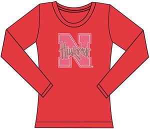 Nebraska Cornhuskers Women Jeweled Long Sleeve Top