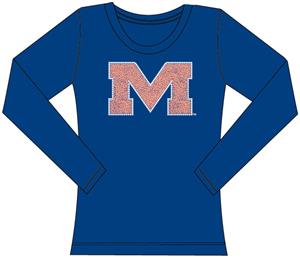 Ole Miss Womens Jeweled Long Sleeve Top