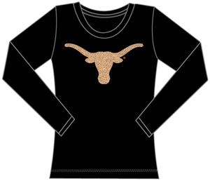 Texas Longhorns Womens Jeweled Long Sleeve Top