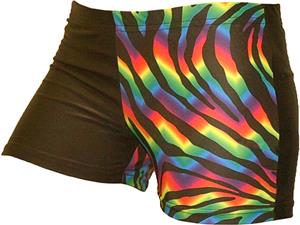 Gem Gear 4 Panel Tie Dye Zebra Compression Shorts