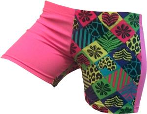 Gem Gear 4 Panel Pink Neon Checked Out Shorts