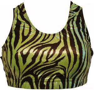 Gem Gear Green Metallic Zebra Racer Back Bra