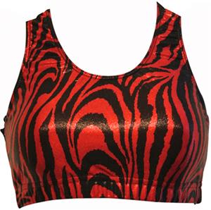Gem Gear Red Metallic Zebra Racer Back Sports Bra