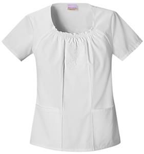 Skechers Women's Smocked Round Neck Scrub Top