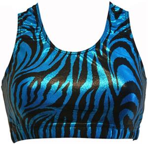 Gem Gear Turquoise Metallic Zebra Racer Back Bra