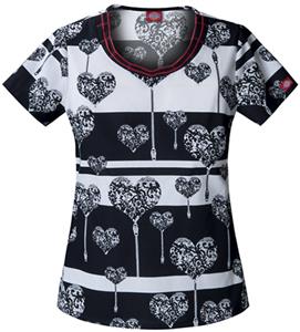Dickies Women's Fashion Print V-Neck Scrub Tops
