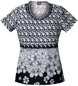 Dickies Women's Fashion Print V-Neck Scrub Tops