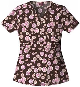 Dickies Women's Hip Flip Print Mock Wrap Scrub Top