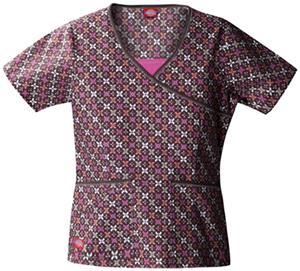 Dickies Women's Hip Flip Print Mock Wrap Scrub Top