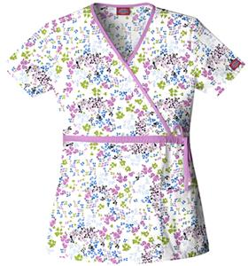 Dickies Women's Hip Flip Print Mock Wrap Scrub Top