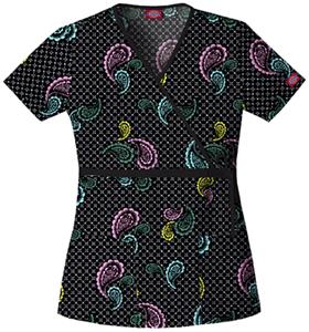 Dickies Women's Enzyme Print Mock Wrap Scrub Tops