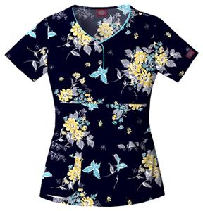 Dickies Women's Printed Henley Style Scrub Top