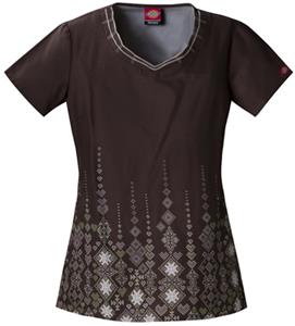 Dickies Women's Cotton Print V-Neck Scrub Tops
