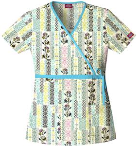 Dickies Women's Enzyme Print Mock Wrap Scrub Tops