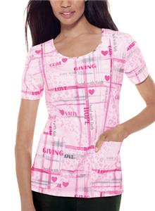 Baby Phat Womens Faith & Love Scrubs Round Top