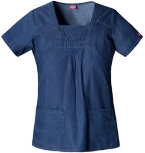 Dickies Women's New Blue Square Neck Scrub Tops