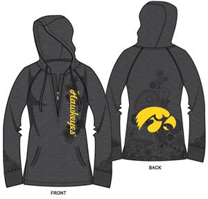 Iowa Hawkeyes Womens Burnout Fleece Hoody