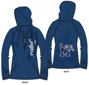 Memphis Tigers Womens Burnout Fleece Hoody