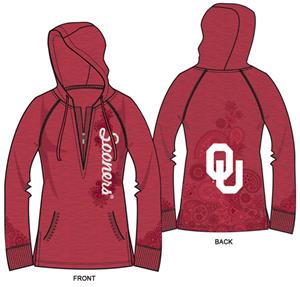 Oklahoma Sooners Womens Burnout Fleece Hoody