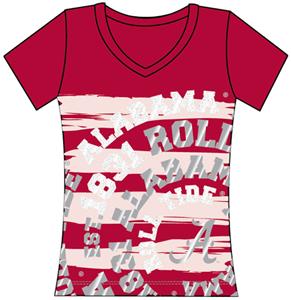 Alabama Univ Womens V-Neck Jewel & Foil Shirt