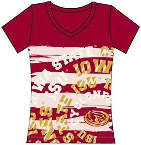 Iowa State Womens V-Neck Jewel & Foil Shirt