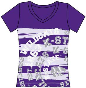 Kansas State Womens V-Neck Jewel & Foil Shirt