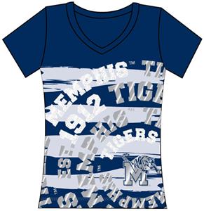 Memphis Tigers Womens V-Neck Jewel & Foil Shirt