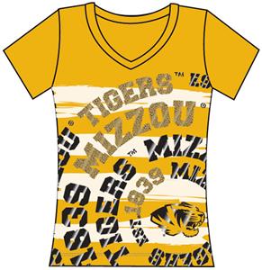 Missouri Tigers Womens V-Neck Jewel & Foil Shirt