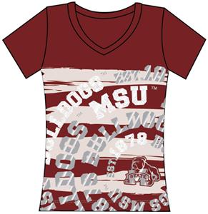 Mississippi State Womens V-Neck Jewel & Foil Shirt