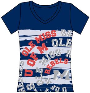 Ole Mississippi Womens V-Neck Jewel & Foil Shirt