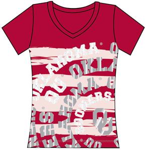 Oklahoma Sooners Womens V-Neck Jewel & Foil Shirt