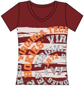 Virginia Tech Womens V-Neck Jewel & Foil Shirt
