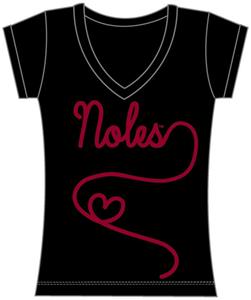 Florida State Womens V-Neck Metallic Script Top