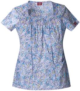 Dickies Women's Enzyme Print Sq Neck Scrub Tops