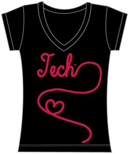 Texas Tech Womens V-Neck Metallic Script Top