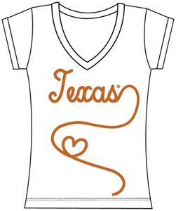 Texas Longhorns Womens V-Neck Metallic Script Top