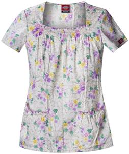 Dickies Women's Fashion Print Sq Neck Scrub Tops