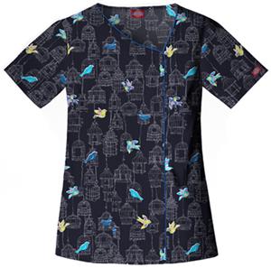Dickies Womens Gen Flex Print Asymmetric Scrub Top