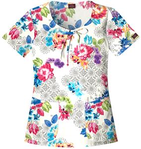 Dickies Womens Gen Flex Print Scoop Neck Scrub Top