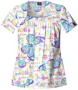 Dickies Women's Enzyme Print Sq Neck Scrub Tops