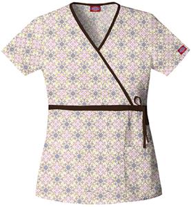 Dickies Women's Enzyme Print Mock Wrap Scrub Tops