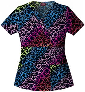 Dickies Women's Enzyme Print Mock Wrap Scrub Tops