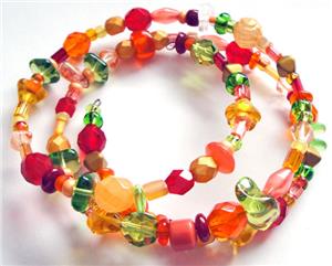 Orange Glow Glass Bead Memory Wire Bracelet