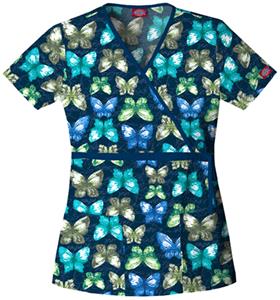 Dickies Women's Hip Flip Print Mock Wrap Scrub Top