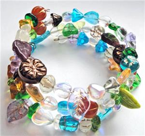 Enchanted Glass Bead Memory Wire Bracelet