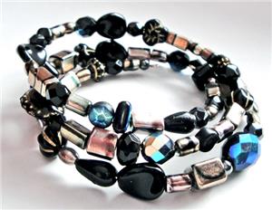 Romeo Mix Glass Bead Memory Wire Bracelet
