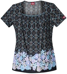 Dickies Women's Enzyme Print Sq Neck Scrub Tops