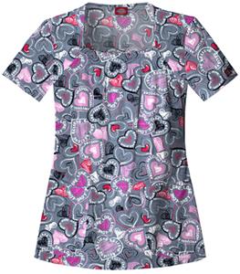 Dickies Women's Hip Flip Print Sq Neck Scrub Tops