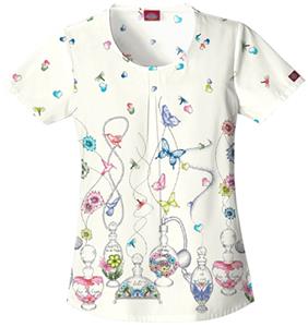 Dickies Women's Fashion Print Rnd Neck Scrub Tops