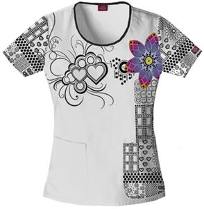 Dickies Women's Fashion Print Rnd Neck Scrub Tops